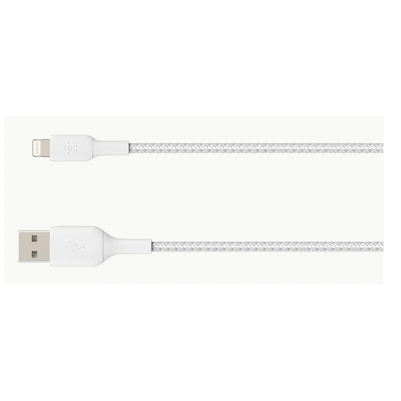 Bild 2 för Belkin Nylonflätad Lightning till USB-A kabel, 2 meter - Vit