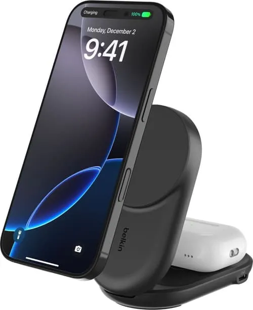 Alternativ bild 0 för Belkin UltraCharge 2-i-1 Qi2 trådlös laddare (svart)