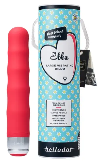 Produktfoto för Belladot Ebba Large vibrating dildo, röd