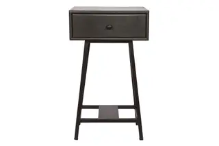 Produktfoto för BEPUREHOME Collection sidobord, w. 1 l&aring;da - svart mangotr&auml; och svart metall (40x30)