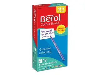Produktfoto för Berol målarpennor | bred spets (1,2 mm) | tvättbara | sorterade färger | 12 stycken