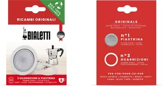 Produktfoto för Bialetti 0800034, Set med filterhållare och tätning, Bialetti Moka Express, Silver, Vit, Gjuten aluminium, Gummi