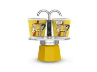 Produktfoto för Bialetti Mini Express Lichtenstein, Mokabryggare, Silver, Gul, Gjuten aluminium, 2 koppar, 90 ml, 1 styck