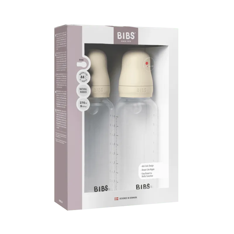Bild 1 för BIBS Baby Bottle Round Silicone Medium Flow Ivory 270 ml 2-pack