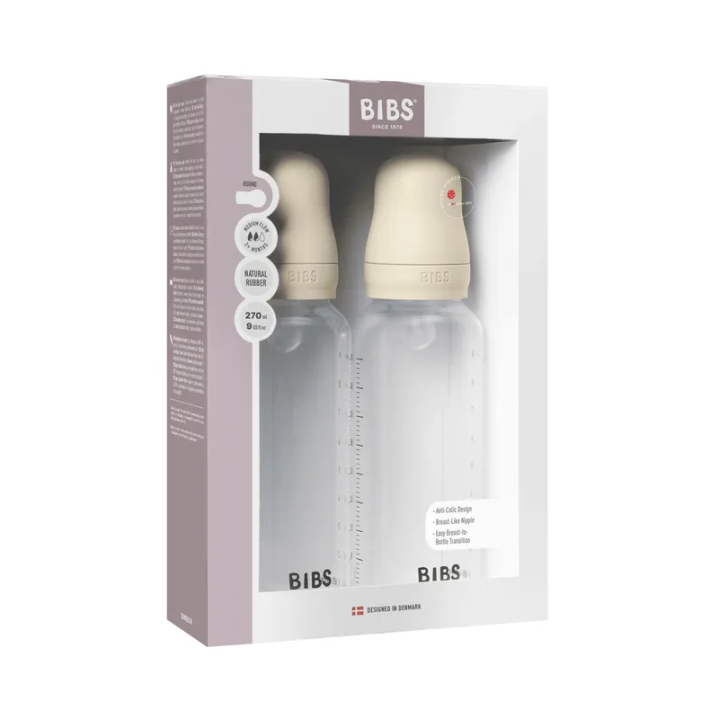 Bild 2 för BIBS Baby Bottle Round Silicone Medium Flow Ivory 270 ml 2-pack