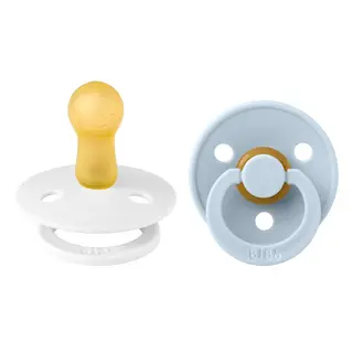 Produktfoto för BIBS Colour 2-pack Latex Napp 6-18 mån (White/Baby Blue)