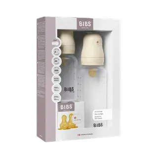 Produktfoto för BIBS Grow and Flow Baby Bottle Round Latex Set Ivory 150 ml + 270 ml