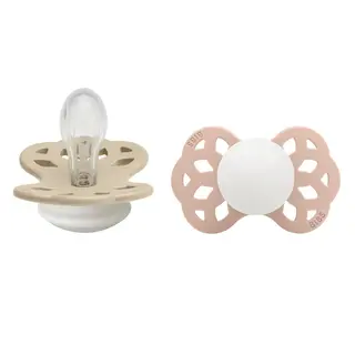 Produktfoto för BIBS Infinity Silicone Symmetrical Size 1 Vanilla Glow/Blush Glow 2-pack