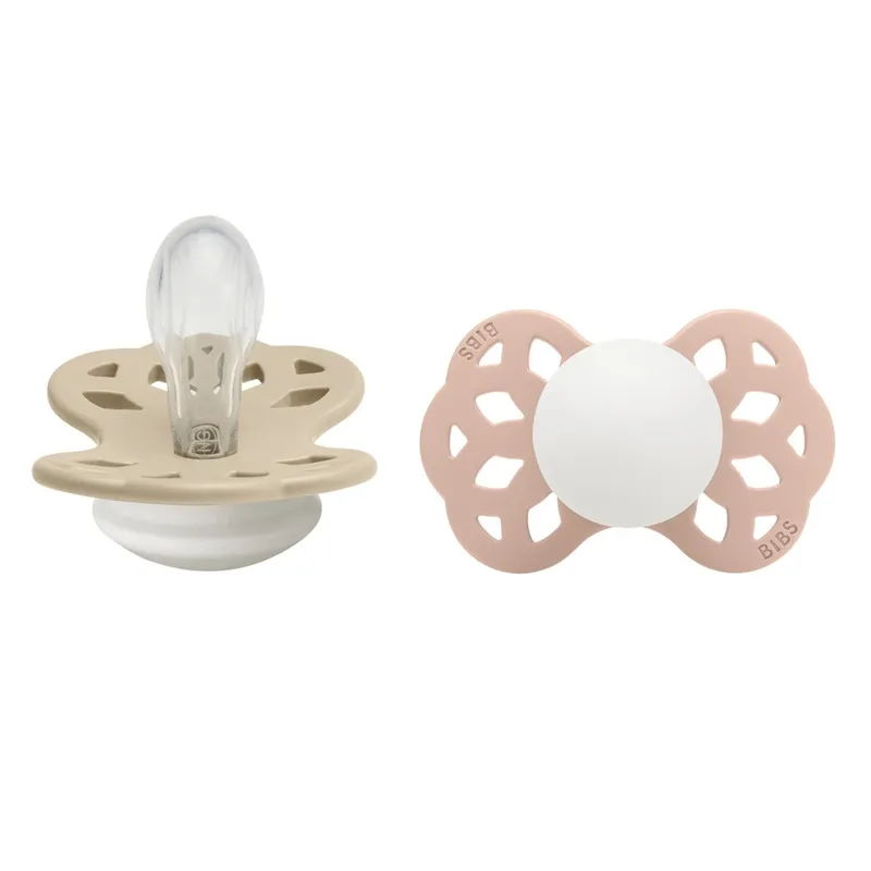 Bild 1 för BIBS Infinity Silicone Symmetrical Size 1 Vanilla Glow/Blush Glow 2-pack