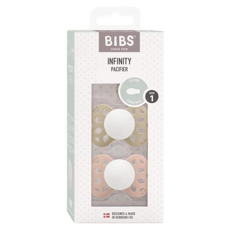 Bild 2 för BIBS Infinity Silicone Symmetrical Size 1 Vanilla Glow/Blush Glow 2-pack