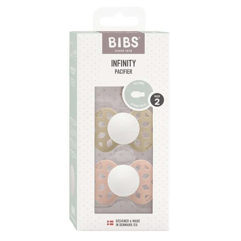 Bild 2 för BIBS Infinity Silicone Symmetrical Size 2 Vanilla Glow/Blush Glow 2-pack