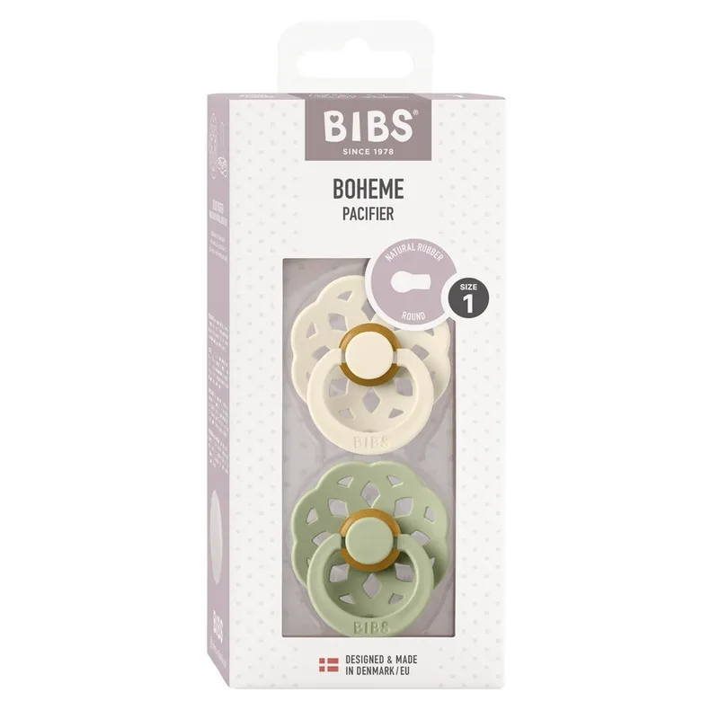 Bild 2 för BIBS napp Boheme latex 2-pack 0-6mån, ivory/sage