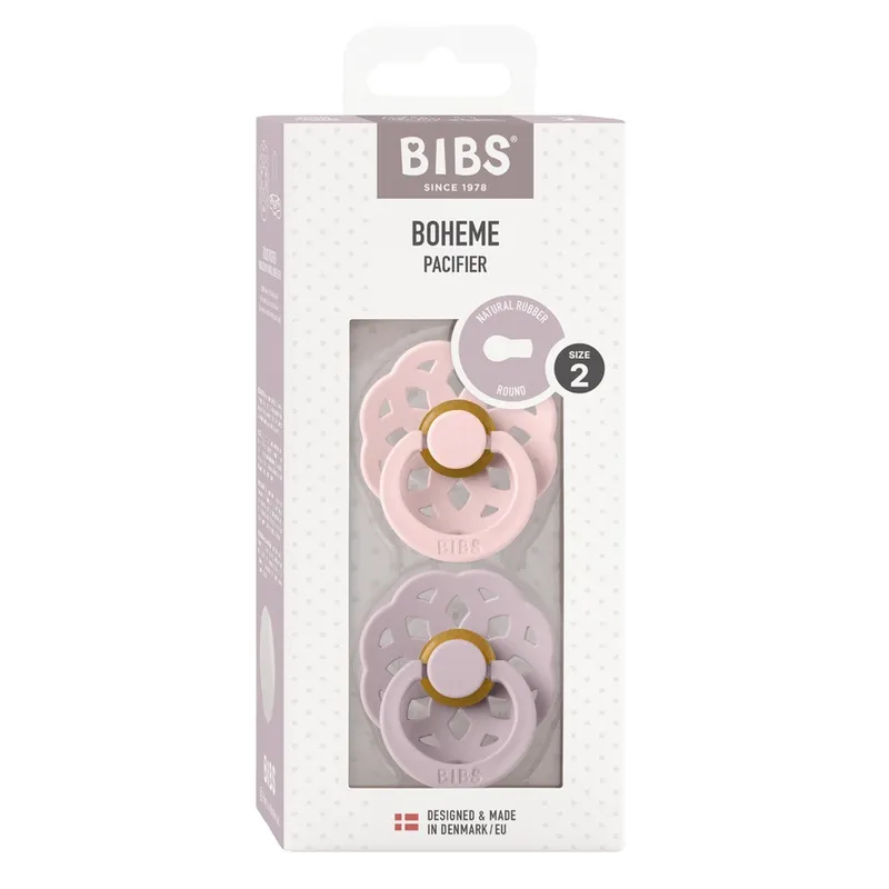 Bild 2 för BIBS napp Boheme latex 2-pack 6-18mån, blossom/dusky lilac