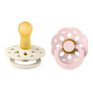 Produktfoto för BIBS napp Boheme latex 2-pack 6-18mån, ivory/blossom