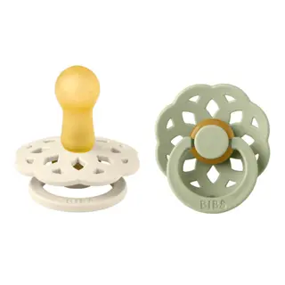 Produktfoto för BIBS napp Boheme latex 2-pack 6-18mån, ivory/sage