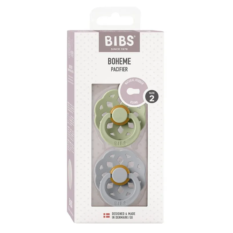 Bild 2 för BIBS napp Boheme latex 2-pack 6-18mån, sage/cloud