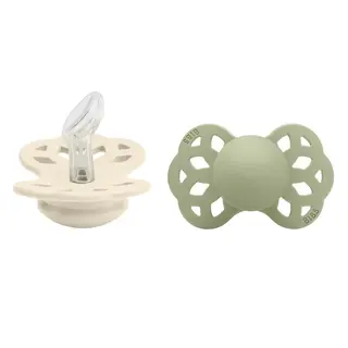 Produktfoto för BIBS napp Infinity silikon anatomisk 2-pack 0-6 mån, ivory/sage