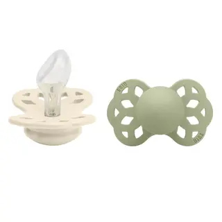 Produktfoto för BIBS napp Infinity silikon anatomisk 2-pack 6-18 mån, ivory/sage