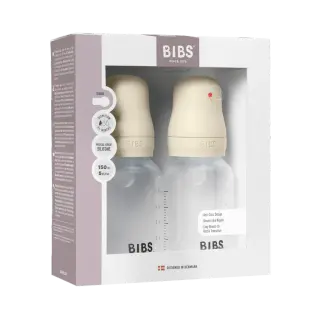 Produktfoto för BIBS Nappflaska Baby Silikon 2-pack 150ml Slow Flow Ivory