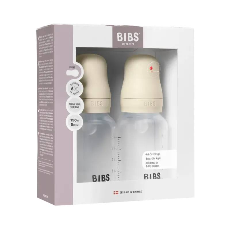 Alternativ bild 0 för BIBS Nappflaska Baby Silikon 2-pack 150ml Slow Flow Ivory