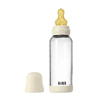 Produktfoto för BIBS Nappflaska Glas Baby Latex Medium Slow Flow Ivory