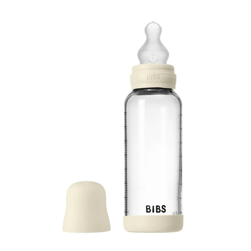 Bild 1 för BIBS Nappflaska Glas Baby Silikon Medium Slow Flow Ivory