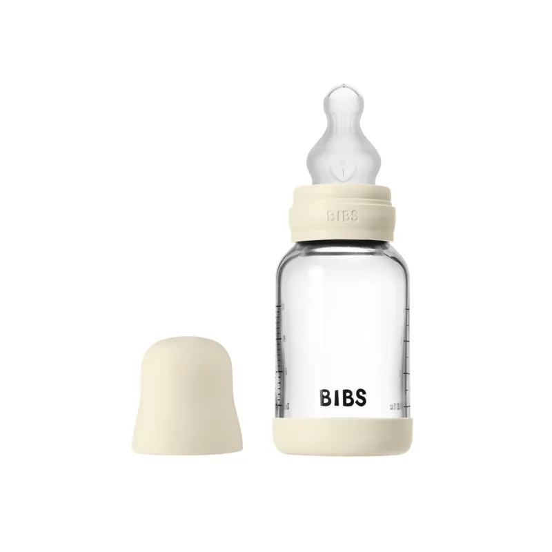 Bild 1 för BIBS Nappflaska Glas Baby Silikon Slow Flow Ivory