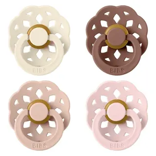 Produktfoto för BIBS Pacifier Boheme 4 Pack Latex Size 1 Ivory Blush Woodchuck Bl