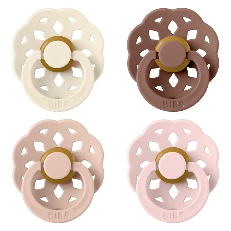 Bild 1 för BIBS Pacifier Boheme 4 Pack Latex Size 2 Ivory Blush Woodchuck Bl