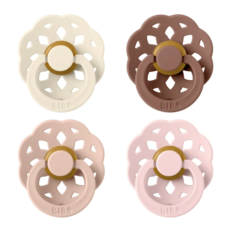 Bild 1 för BIBS Pacifier Boheme 4 Pack Latex Size 2 Ivory Blush Woodchuck Bl