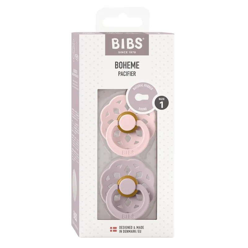 Bild 2 för BIBS Pacifier Boheme Latex Blossom/Dusky Lilac Size 1 2 2 st