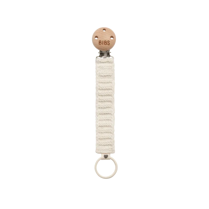 Bild 1 för BIBS Pacifier Clip Knitted Ivory