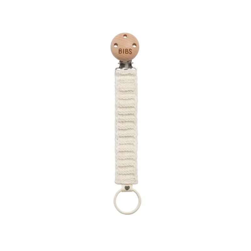 Bild 2 för BIBS Pacifier Clip Knitted Ivory