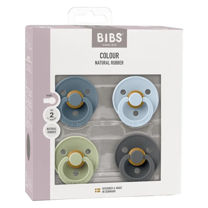 Bild 2 för BIBS Pacifier Colour 4 Pack Latex Size 2 Petrol Sage Baby Blue Ir