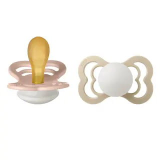 Produktfoto för BIBS Pacifier Supreme Latex Blush Glow/Vanilla Glow Size 2 2 st