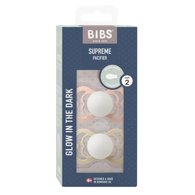 Bild 2 för BIBS Pacifier Supreme Latex Blush Glow/Vanilla Glow Size 2 2 st