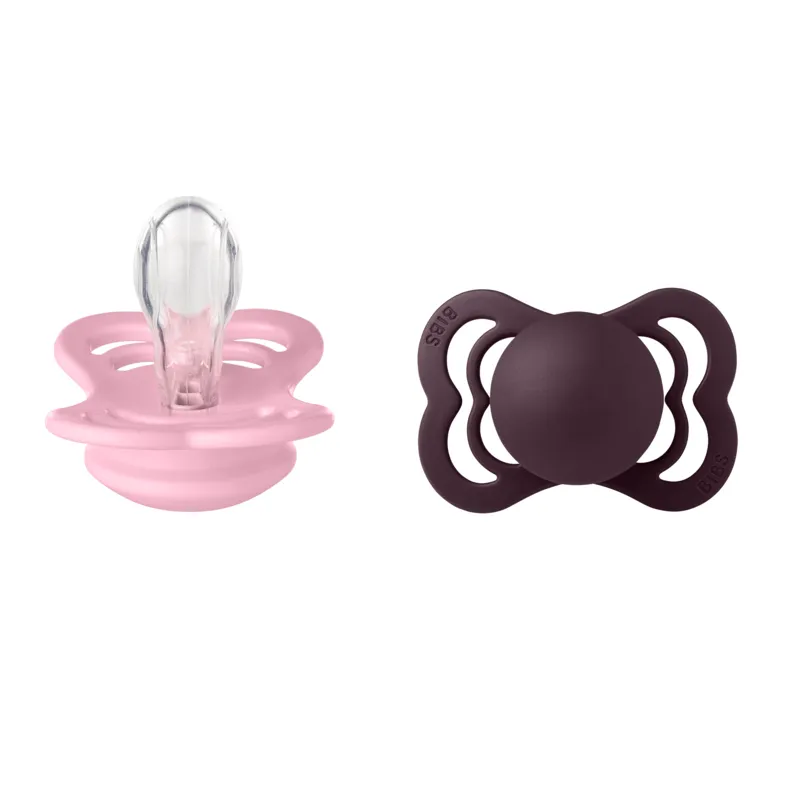 Bild 1 för BIBS Pacifier Supreme Silicone Baby Pink Plum Size 1 2pcs