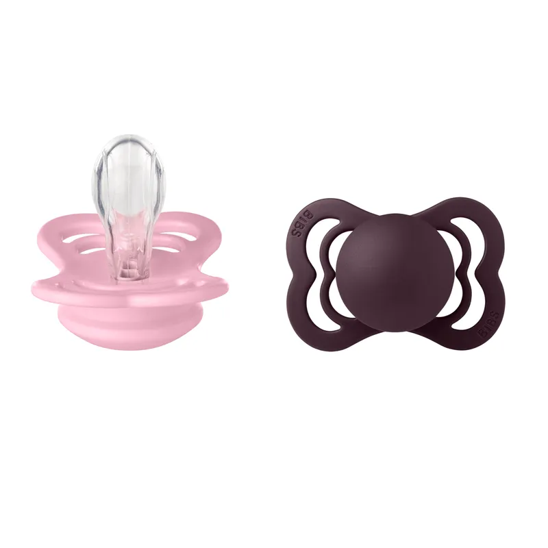 Bild 2 för BIBS Pacifier Supreme Silicone Baby Pink Plum Size 1 2pcs
