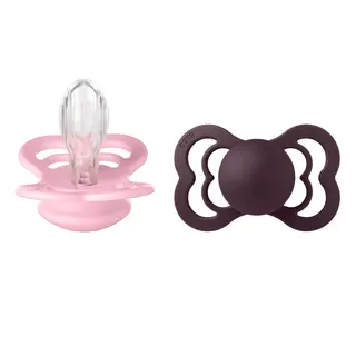 Produktfoto för BIBS Pacifier Supreme Silicone Baby Pink Plum Size 2 2pcs