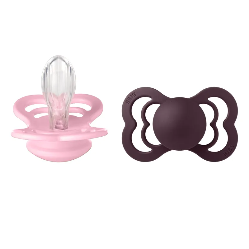 Bild 1 för BIBS Pacifier Supreme Silicone Baby Pink Plum Size 2 2pcs