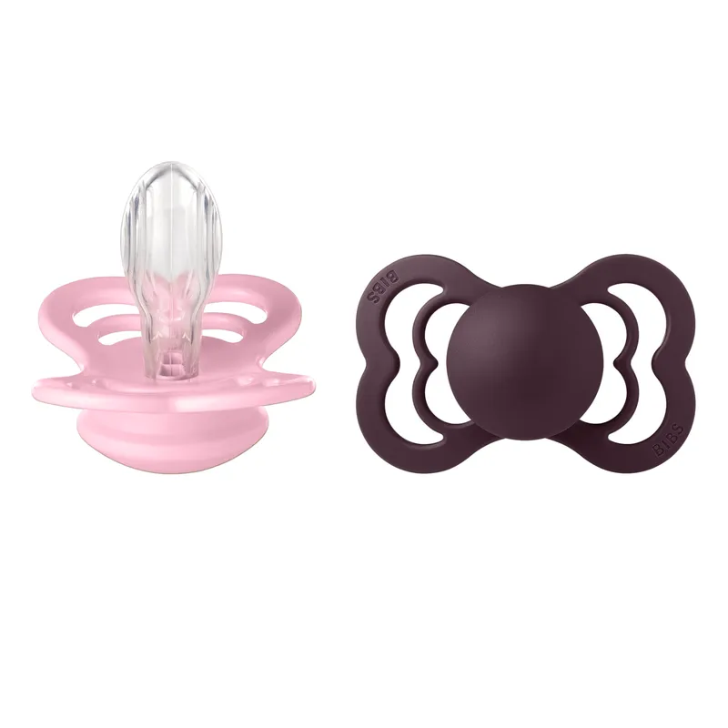 Bild 2 för BIBS Pacifier Supreme Silicone Baby Pink Plum Size 2 2pcs