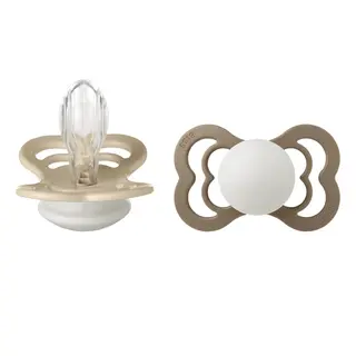 Produktfoto för BIBS Pacifier Supreme Silicone Vanilla Glow/Dark Oak Glow Size 2