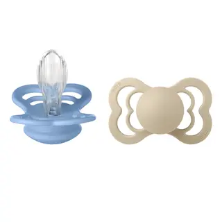 Produktfoto för BIBS Pacifier Supreme Silicone Vanilla Sky Blue Size 2 2pcs