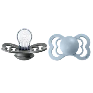 Produktfoto för BIBS Supreme Nappar Silicone Iron/Baby Blue strl. 2 (6-18 månader) 2-pack