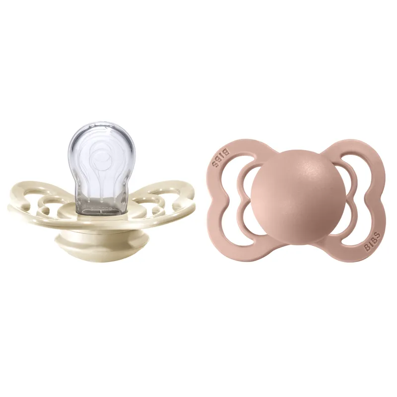 Bild 2 för BIBS Supreme Nappar Silicone Ivory/Blush strl. 1 (0-6 månader) 2-pack