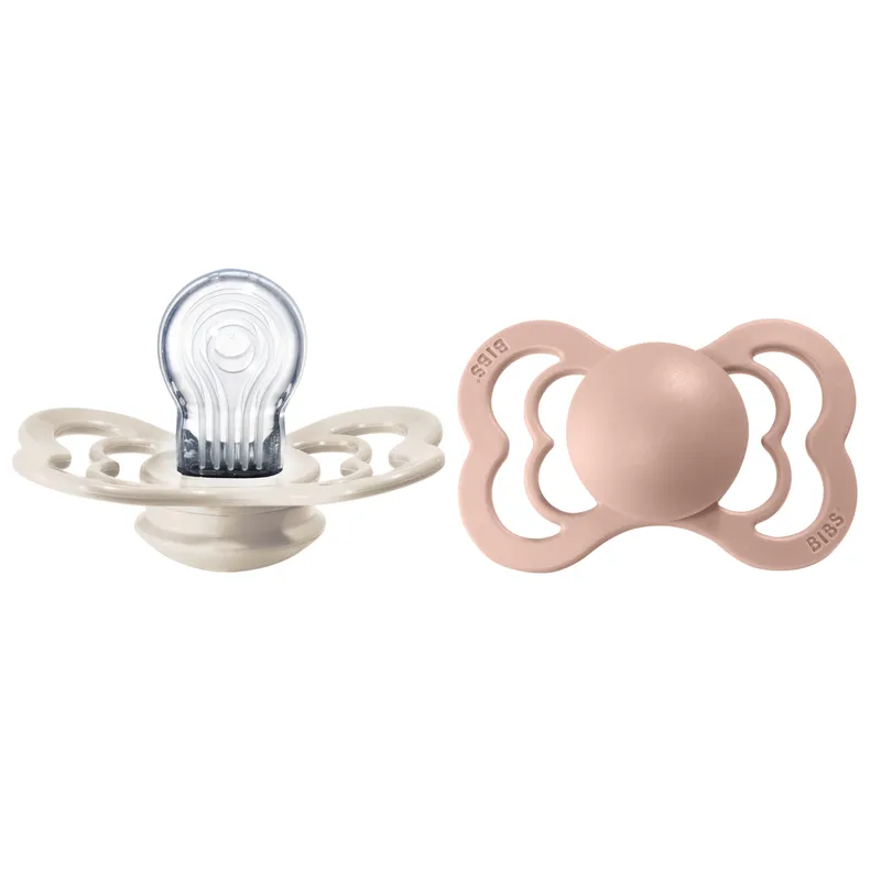 Bild 2 för BIBS Supreme Nappar Silicone Ivory/Blush strl. 2 (6-18 månader) 2-pack