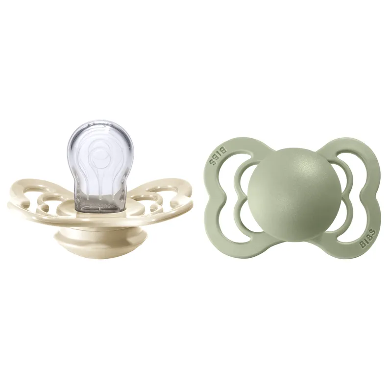 Bild 2 för BIBS Supreme Nappar Silicone Ivory/Sage strl. 1 (0-6 månader) 2-pack