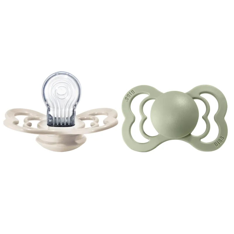 Bild 2 för BIBS Supreme Nappar Silicone Ivory/Sage strl. 2 (6-18 månader) 2-pack