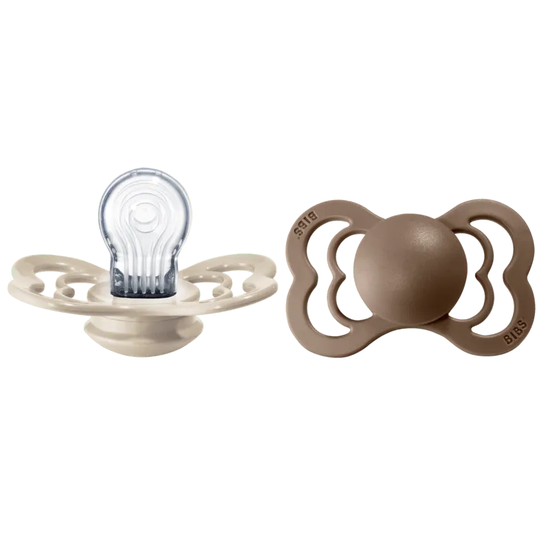 Bild 1 för BIBS Supreme Nappar Silicone Vanilla/Dark Oak strl. 2 (6-18 månader) 2-pack