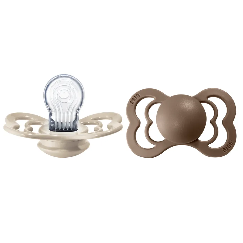 Bild 2 för BIBS Supreme Nappar Silicone Vanilla/Dark Oak strl. 2 (6-18 månader) 2-pack